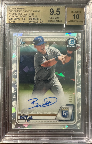 2020 Bowman Chrome Bobby Witt Jr Atomic Refractor BGS 9.5 Auto 10