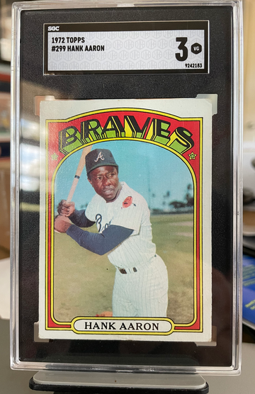 HANK AARON ~ 1972 Topps Baseball Card #299 ~ Graded SGC 3
