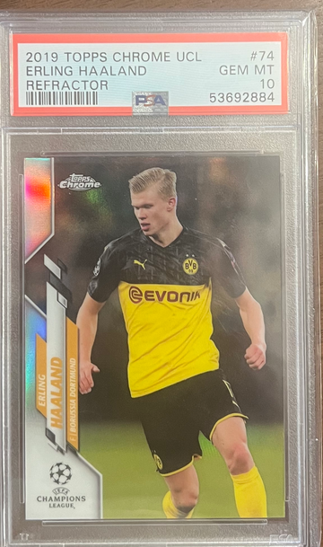 2019 Topps Chrome Champions League UCL Erling Haaland Refractor PSA 10