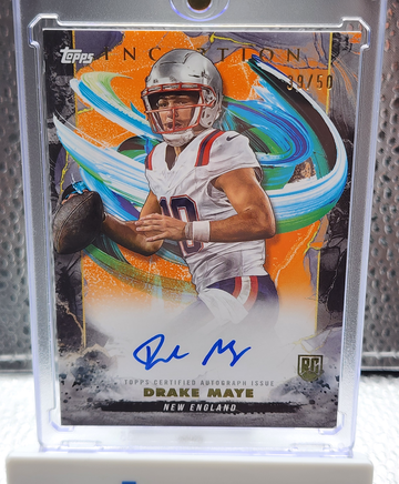 2024 Topps Inception Drake Maye Auto Orange On Card 39/50 