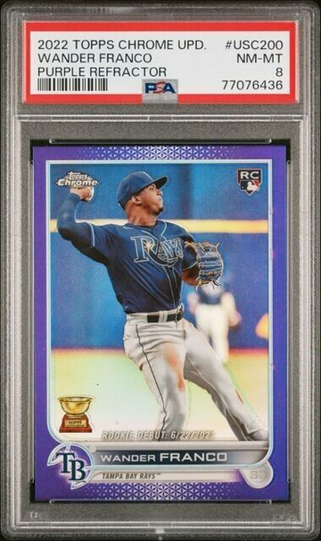 2022 Topps Chrome Update Wander Franco RC #USC200 Purple - PSA 8 Tampa Bay Rays