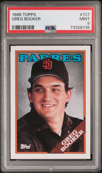 1988 Topps Greg Booker #727 San Diego Padres - PSA Mint 9 - POP 2