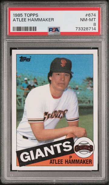 1985 Topps Atlee Hammaker #674 - PSA 8 - San Francisco Giants - POP 17