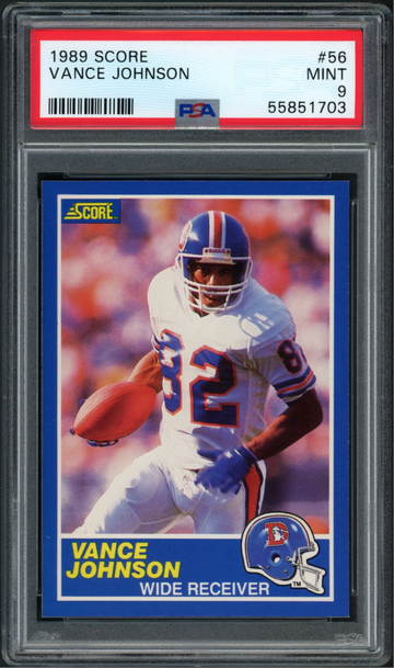 1989 Score Vance Johnson #56 Denver Broncos - PSA 9 - Low Pop