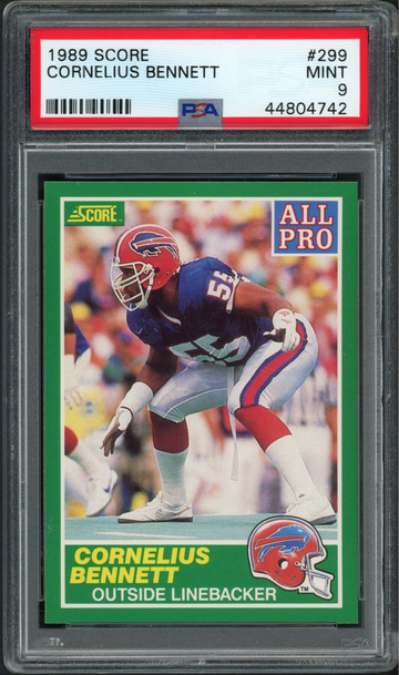  1989 Score Cornelius Bennett #299 Buffalo Bills - PSA 9