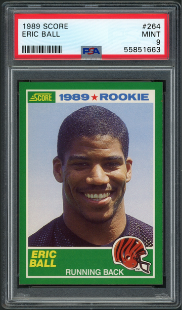 1989 Score Eric Ball RC #264 Cincinnati Bengals - PSA 9