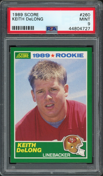 1989 Score Keith Delong RC #260 San Francisco 49ers - PSA 9