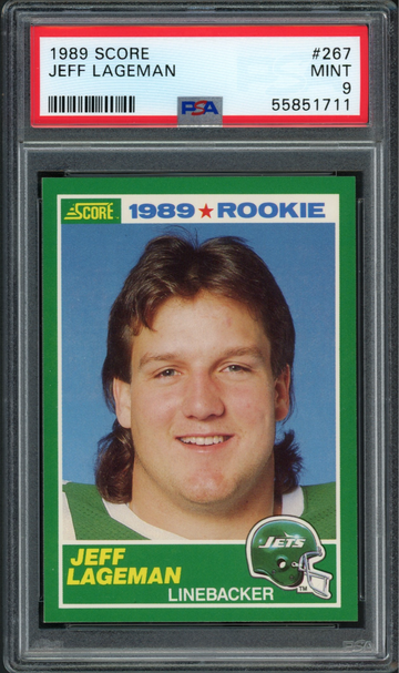  1989 Score Jeff Lageman RC #267 New York Jets - PSA 9