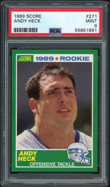1989 Score Andy Heck RC #271 Seattle Seahawks - PSA 9