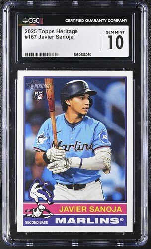 2025 Topps Heritage Javier Sanoja RC #167 Miami Marlins