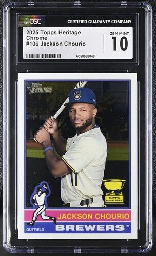2025 Topps Heritage Chrome Jackson Chourio #106 Milwaukee Brewers