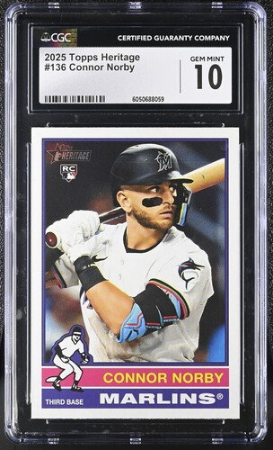 2025 Topps Heritage Connor Norby RC #136 Miami Marlins