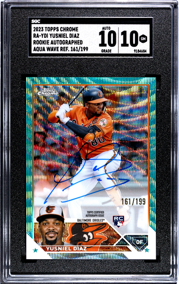 2023 Topps Chrome RA-YDI Yusniel Diaz Aqua Wave Refractor Autographed 161/199