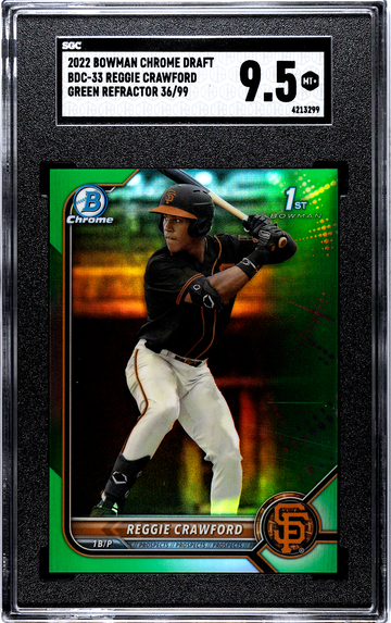 2022 Bowman Chrome Draft BDC-33 Reggie Crawford Green Refractor 36/99