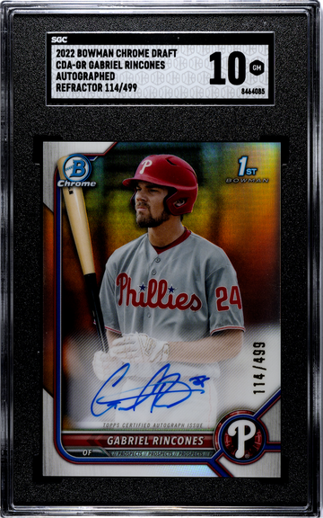 2022 Bowman Chrome Draft CDA-GR Gabriel Rincones Auto Refractor 114/499