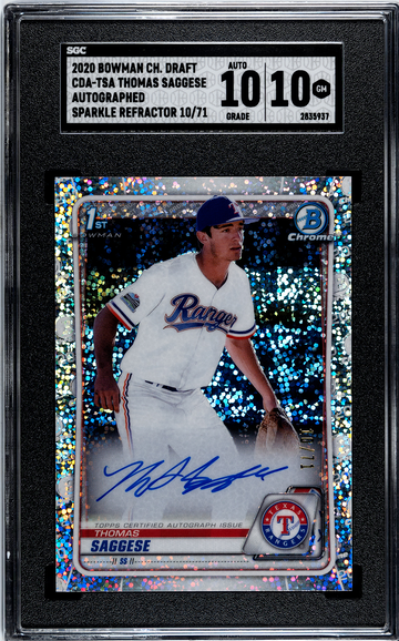 2020 Bowman Chrome Draft CDA-TSA Thomas Saggese Autographed Sparkle Refractor 10/71
