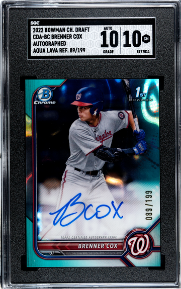 2022 Bowman Chrome Draft CDA-BC Brenner Cox Autographed Aqua Lava Refractor 89/199