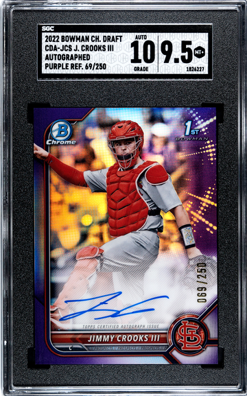 2022 Bowman Chrome Draft CDA-JCS Jimmy Crooks Autographed Purple Refractor 69/250