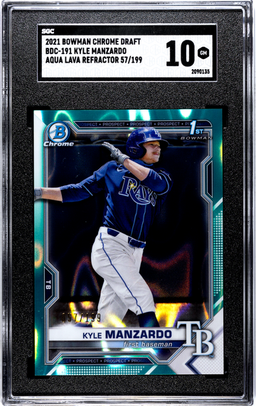 2021 Bowman Chrome Draft BDC-191 Kyle Manzardo Aqua Lava Refractor 57/199