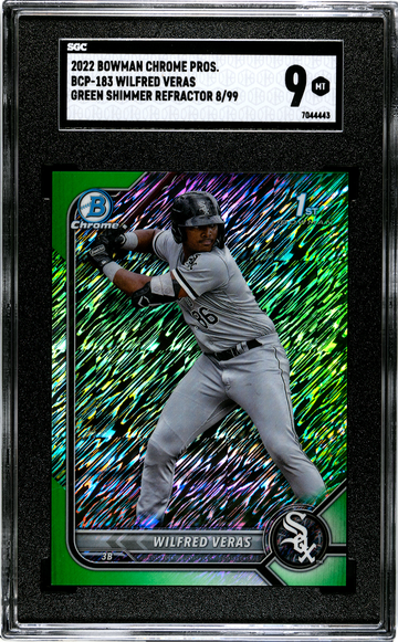 2022 Bowman Chrome BCP-183 Wilfred Veras Green Shimmer Refractor 8/99