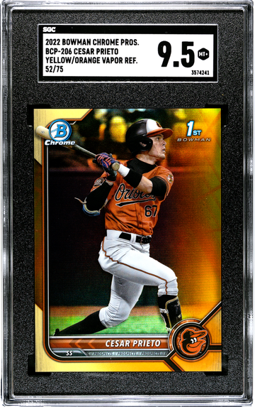 2022 Bowman Chrome BCP-206 Cesar Prieto Yellow/Orange Vapor 52/75