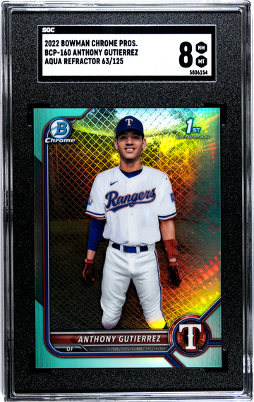2022 Bowman Chrome BCP-160 Anthony Gutierrez Aqua Refractor 63/125