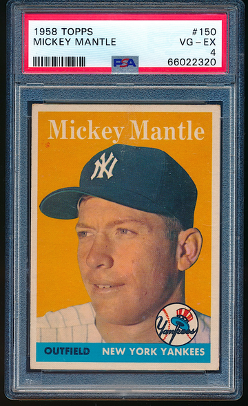 1958 Topps Mickey Mantle #150 PSA 4 + nice visual appeal 