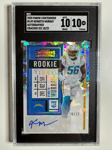 2020 Panini Kenneth Murray Contender’s Cracked Ice Rookie Ticket Auto /22 SGC 10