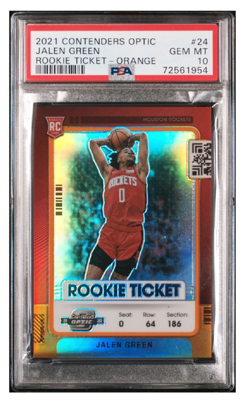 2021 Contenders Optic #24 Jalen Green RC Rookie Ticket Orange /49 PSA 10