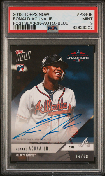 2018 Topps Now Ronald Acuna Jr. RC Postseason Auto Blue /49 PSA 9