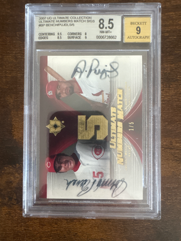 2007 UD Ultimate Collection Ultimate Numbers Match Sigs Johnny Bench/Albert Pujols /5