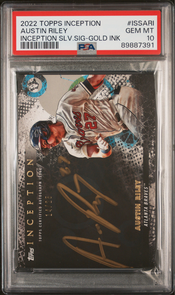 2022 Topps Inception Austin Riley Silver Signature Gold /25 PSA 10