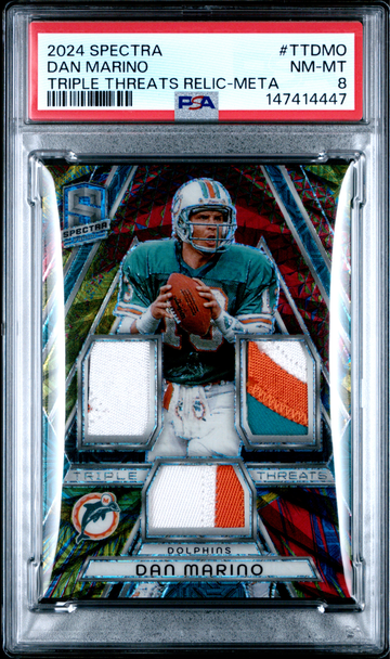 2024 Spectra Dan Marino Thriple Threats Relic-Meta /25 PSA 8