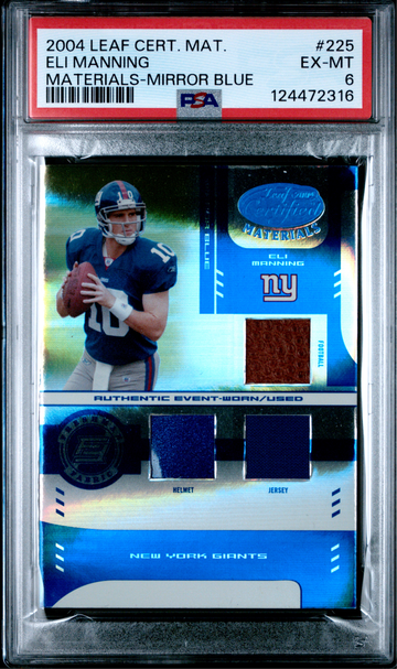 2004 Leaf Certified Materials Eli Manning RC Materials Mirror Blue /50 PSA 6