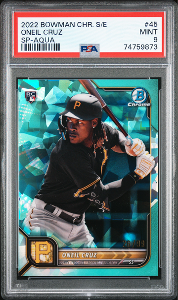2022 Bowman Chrome Sapphire Oneil Cruz RC SP-Aqua PSA 9