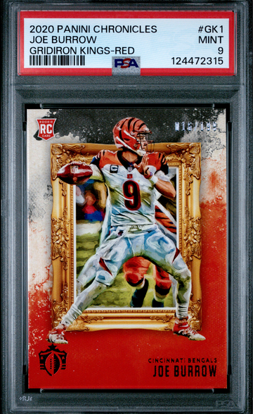 2020 Panini Chronicles Joe Burrow RC Gridiron Kings Red /199 PSA 9