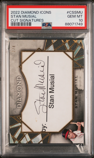 2022 Diamond Icons Stan Musial Auto PSA 10 HOF 3/4