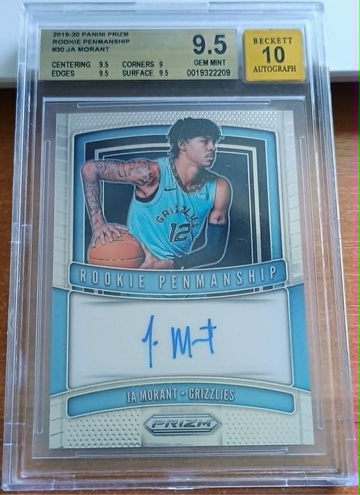 2019 Panini Prizm Ja Morant RC Rookie Auto Penmanship BGS 9.5 / 10