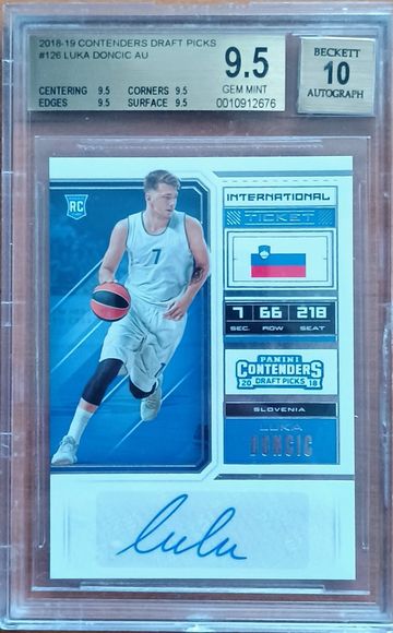 2018-19 RC Panini Contenders Draft Picks Luka Doncic Rookie Auto BGS 9.5/10