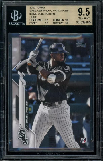 2020 Topps #392 Luis Robert RC SSSP Image Variation NNOF No Name On Front BGS 9.5 GEM MINT