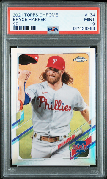 2021 Topps Chrome 134 Bryce Harper SP Image Variation PSA 9 MINT