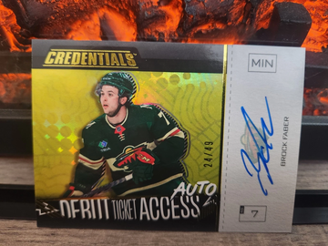 23-24 Credentials Debut Ticket Access Auto Yellow Brock Faber /49