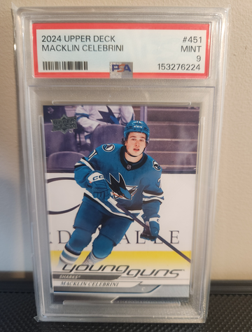 2024-25 Upper Deck Macklin Celebrini Young Guns #451 PSA 9