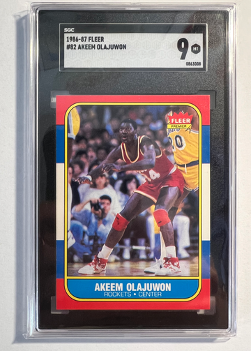1986 Fleer #82 Akeem Olajuwon Rookie SGC 9