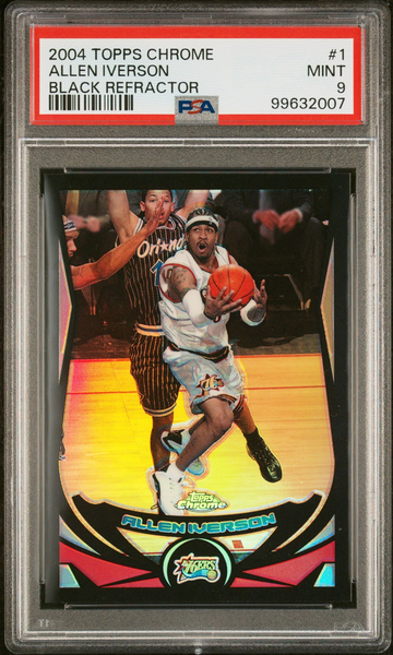 2004 Topps Chrome Allen Iverson Black Refractor /500 PSA 9