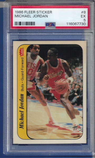 1986 Fleer Sticker Michael Jordan #8 PSA 5 (BillsGridironGreats)