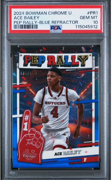2024 Bowman U Chrome 1st Ace Bailey Pep Rally Blue Refractor /150 SP PSA 10 Gem