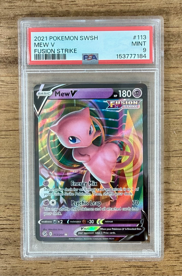 2021 Pokemon TCG Mew V #113/264 SWSH Fusion Strike Full Art Holo PSA 9