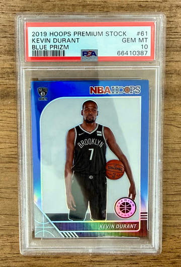 2019-20 Hoops Premium Stock KEVIN DURANT Blue Prizm SP PSA 10 RARE POP 3 Nets