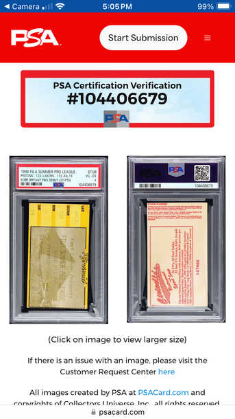 1996 NBA Summer League In-Person Pyramid Ticket Stub Kobe Bryant professional debut & seat numbered!